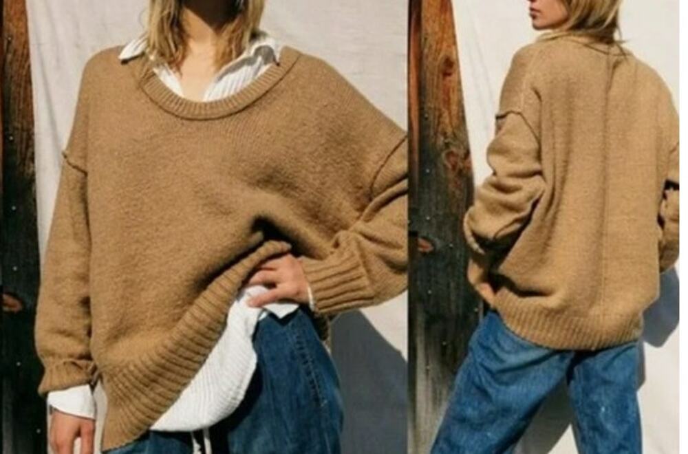 Free People Desert Camel Tan Brookside Oversized Tunic Comfy Sweater Size Small